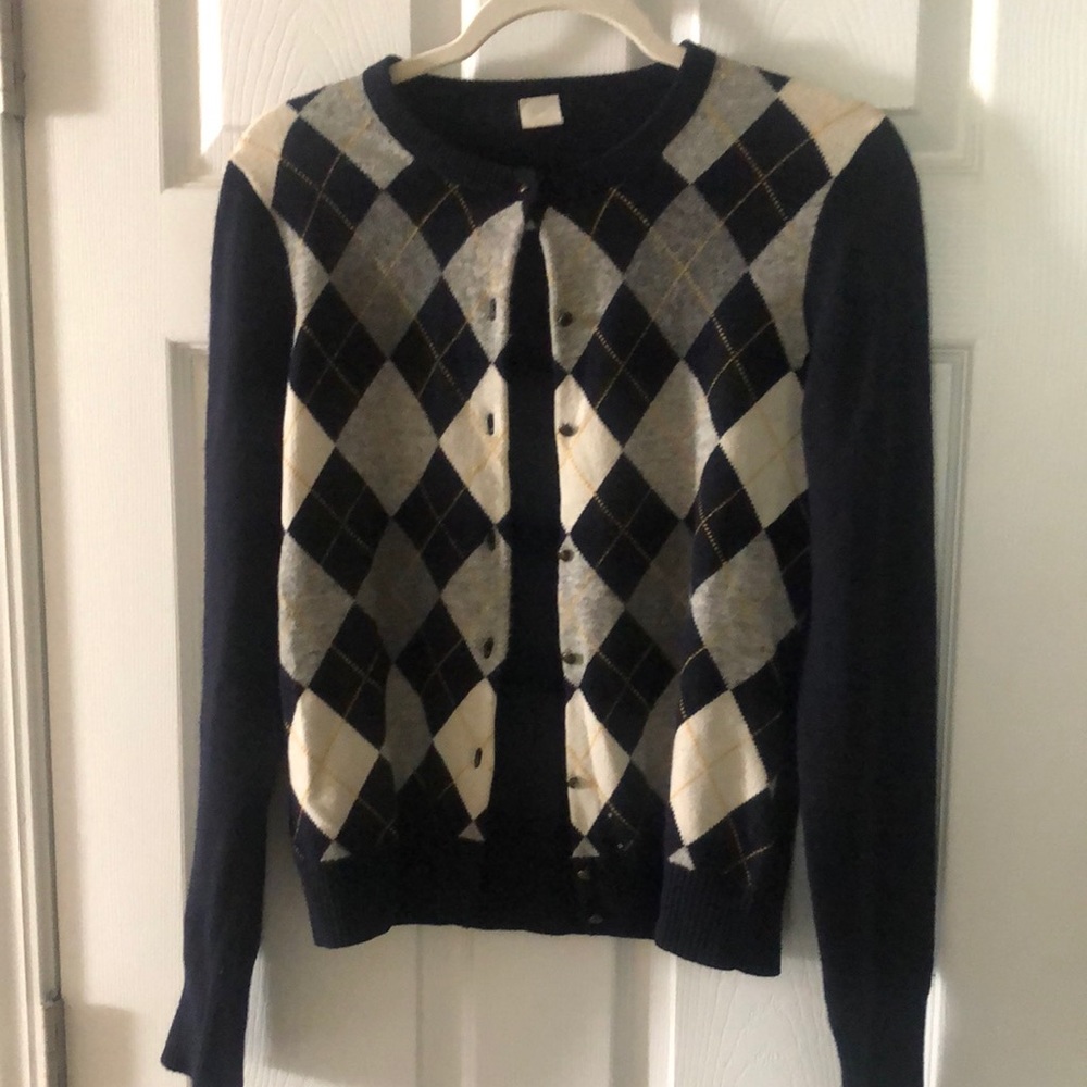 M J Crew Argyle Cardigan